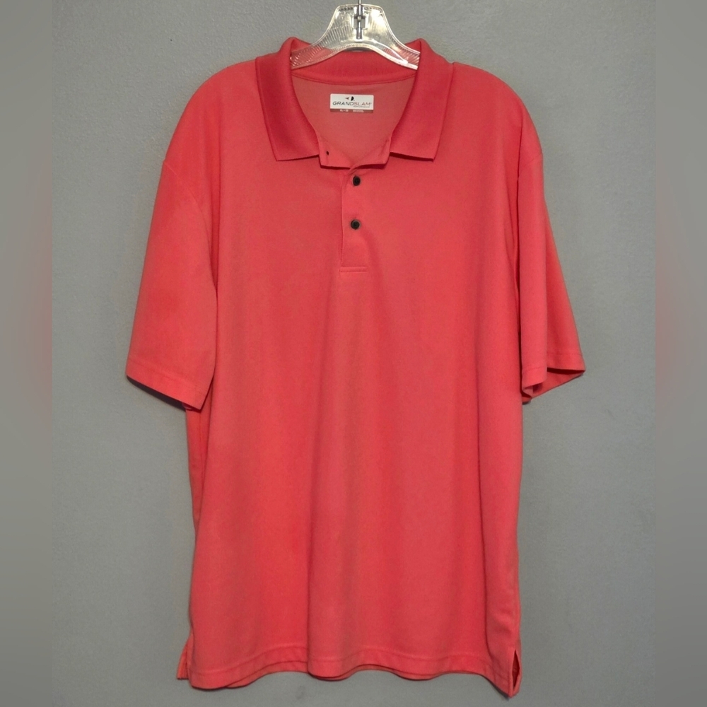 Grand Slam Performance Polo Golf Shirt Melon Salmon Size XL